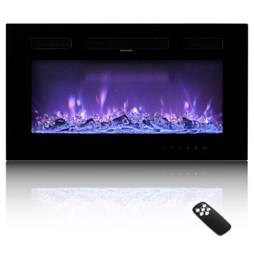 30 inch Electric Fireplace, Wall Mounted Recessed Fire Place with Remote Control, Timer, 1500W, Adjustable Flame Color Brightness, Touch Screen, Overheat Protection, for Living Room,Bedroom