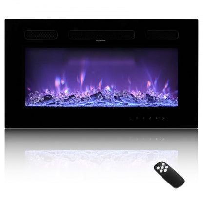 42 inch Electric Fireplace, Wall Mounted Recessed Fire Place with Remote Control, Timer, 1500W, Adjustable Flame Color Brightness, Touch Screen, Overheat Protection, for Living Room,Bedroom