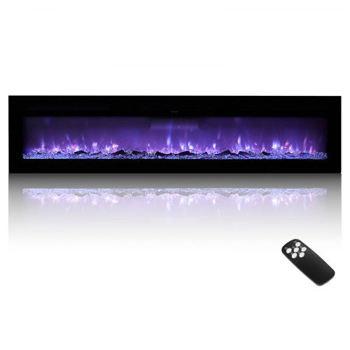 60 inch Electric Fireplace, Wall Mounted Recessed Fire Place with Remote Control, Timer, 1500W, Adjustable Flame Color Brightness, Touch Screen, Overheat Protection, for Living Room,Bedroom