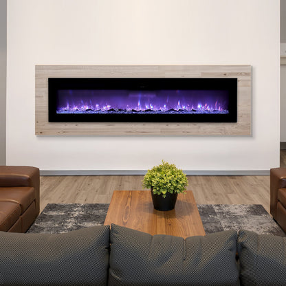 72 inch Electric Fireplace, Wall Mounted Recessed Fire Place with Remote Control, Timer, 1500W, Adjustable Flame Color Brightness, Touch Screen, Overheat Protection, for Living Room,Bedroom