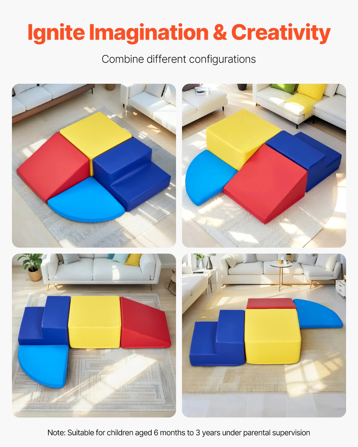 Climbing Toys 4-Piece Foam Climbing Blocks for Toddlers and Preschoolers