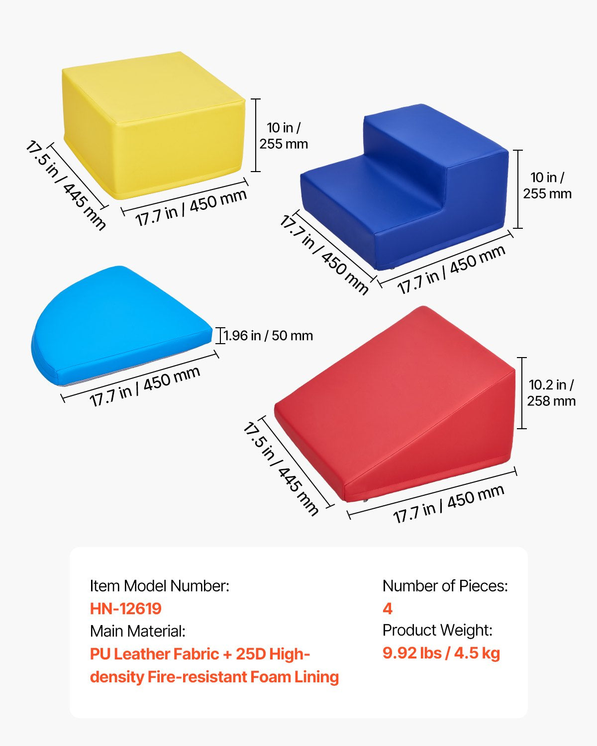 Climbing Toys 4-Piece Foam Climbing Blocks for Toddlers and Preschoolers