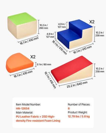 Klätterleksaker 6 delar skum klätterblock för småbarn och förskolebarn