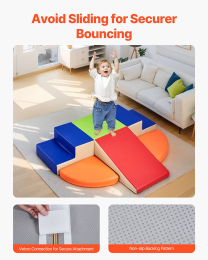 Climbing Toys, 6-Piece Set, Foam Climbing Toys for Toddlers 6 Months to 3 Years Old, PU Leather Climbing Blocks, Indoor Climb and Crawl Activity Playset for Crawling & Sliding, Easy to Clean