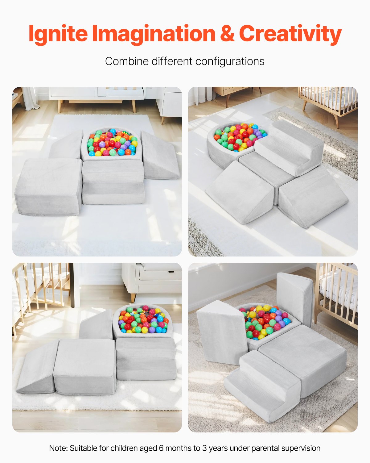 Climbing Toys 5 Pieces Foam Climbing Blocks with Ball Pit for Toddlers