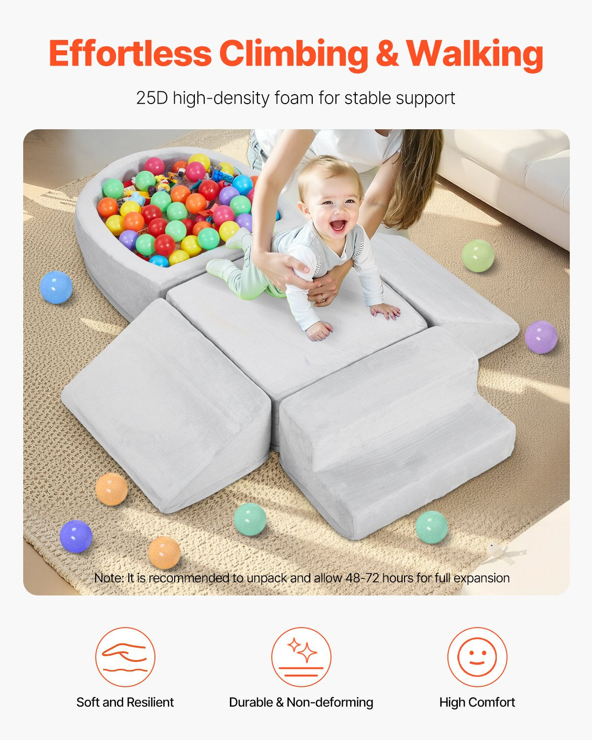 Climbing Toys 5 Pieces Foam Climbing Blocks with Ball Pit for Toddlers