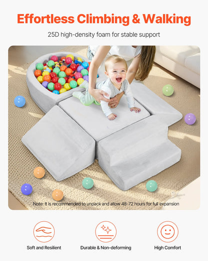 Climbing Toys 5 Pieces Foam Climbing Blocks with Ball Pit for Toddlers