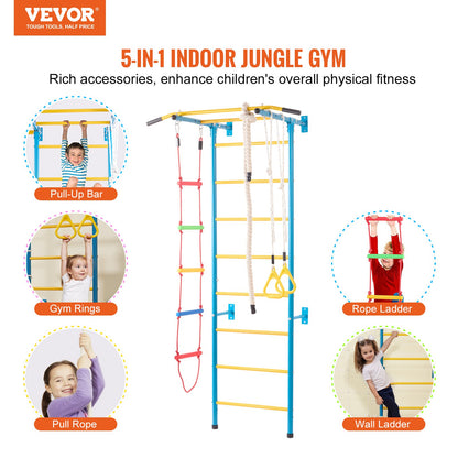 Wall Gym for Kids 5 i 1 stål Indoor Kids Gym för träningsklätterleksaker