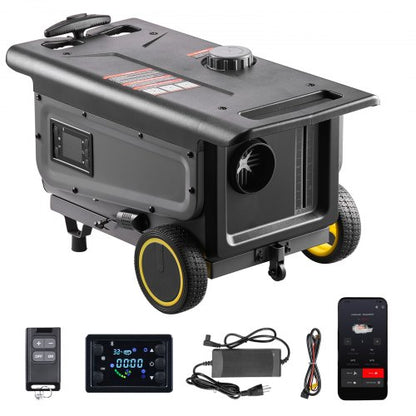 Diesel Heater, 8KW, DC 12V/24V, All in One Portable Diesel Air Heater with Bluetooth APP Control, Remote Control and LCD Screen, Trolley Design, 1.3 Gal Fuel Tank for Trucks, Vans, RVs, Campers