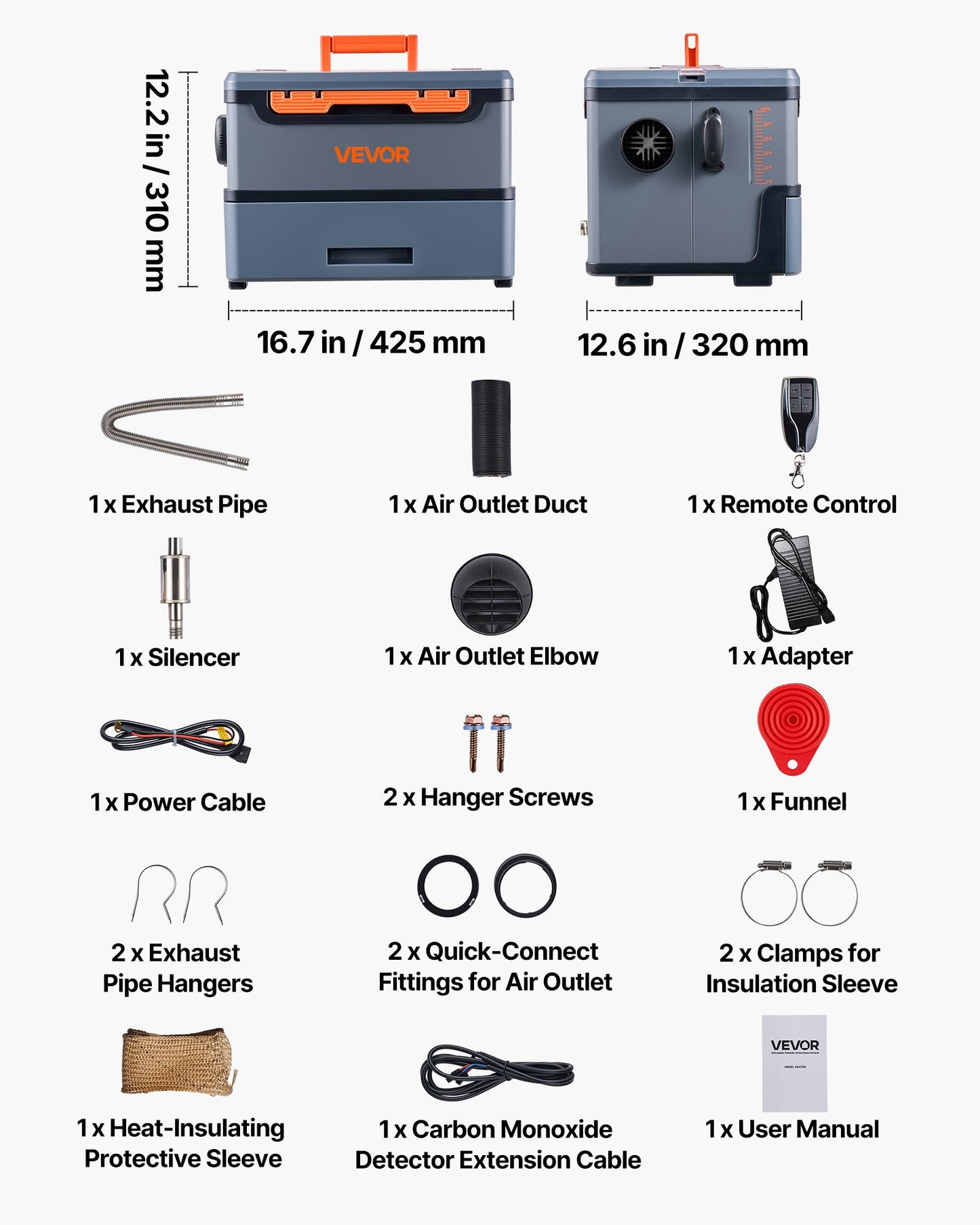 Diesel Heater, 8KW, DC 12V/24V, All in One Portable Diesel Air Heater with Bluetooth APP Control, Remote Control and LCD Screen, 1.3 Gal Fuel Tank for Trucks, Vans, RVs, Campers, and Garages