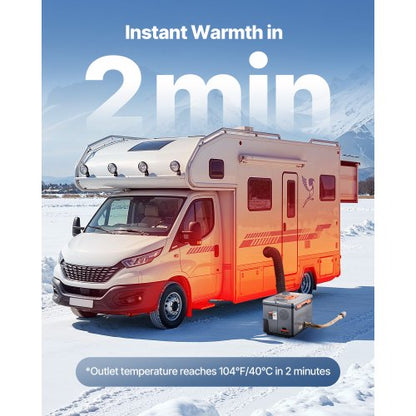 Dieselvärmare, 8KW, DC 12V/24V, Allt-i-ett Bärbar Dieselluftvärmare med Bluetooth APP-kontroll, Fjärrkontroll och LCD-skärm, 5 L Bränsletank för Lastbilar, Skåpbilar, Husbilar, Campers och Garage |  EU