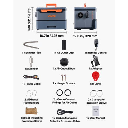 Dieselvärmare, 8KW, DC 12V/24V, Allt-i-ett Bärbar Dieselluftvärmare med Bluetooth APP-kontroll, Fjärrkontroll och LCD-skärm, 5 L Bränsletank för Lastbilar, Skåpbilar, Husbilar, Campers och Garage |  EU