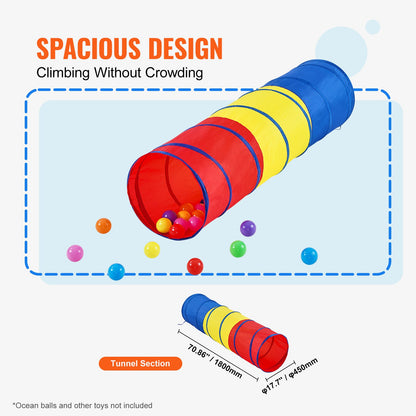 Kinder-Spieltunnelzelt für Kleinkinder, buntes Pop-Up-Kriechtunnel-Spielzeug für Babys oder Haustiere, faltbares Geschenk für Jungen und Mädchen, Indoor-Spieltunnel und Outdoor-Spiele, Rot/Gelb/Blau, mehrfarbig