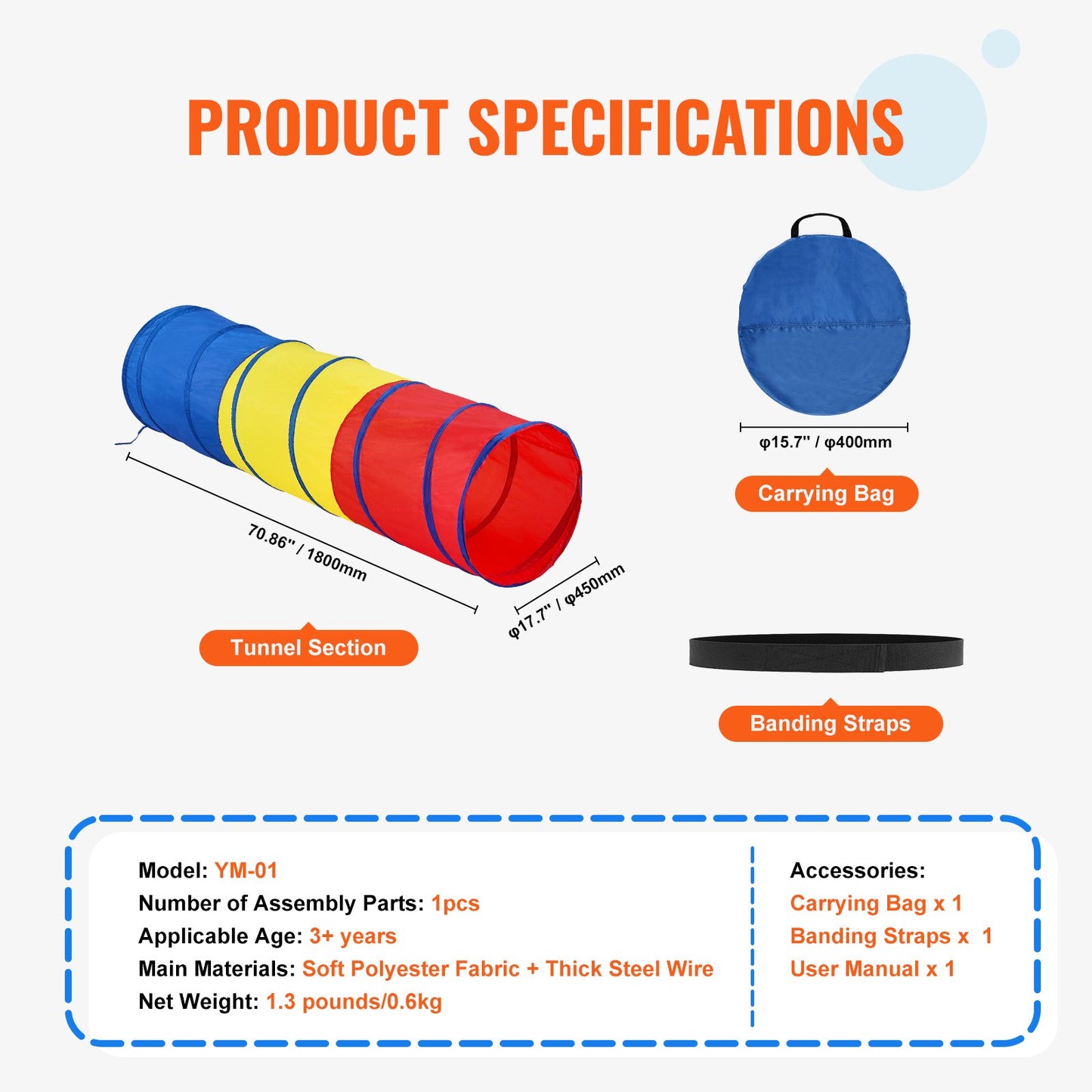 Kinder-Spieltunnelzelt für Kleinkinder, buntes Pop-Up-Kriechtunnel-Spielzeug für Babys oder Haustiere, faltbares Geschenk für Jungen und Mädchen, Indoor-Spieltunnel und Outdoor-Spiele, Rot/Gelb/Blau, mehrfarbig