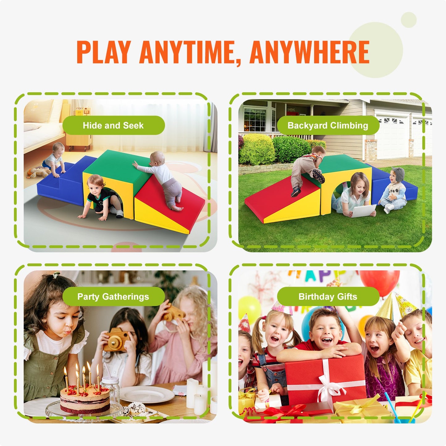 Simple Tunnel Climber, Toddler Playset, Foam Climbing Blocks for Toddlers, Kids Tunnel Maze with Stairs and Ramp, Indoor for Toddlers and Preschoolers Easy to Clean, 3 Pieces (Assorted)