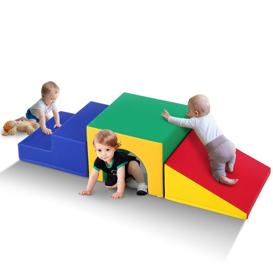 Simple Tunnel Climber, Toddler Playset, Foam Climbing Blocks for Toddlers, Kids Tunnel Maze with Stairs and Ramp, Indoor for Toddlers and Preschoolers Easy to Clean, 3 Pieces (Assorted)