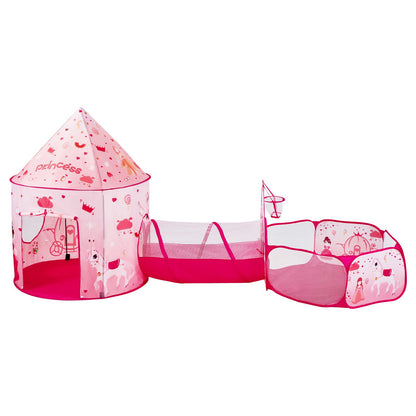 3-in-1-Spielzelt für Kinder mit Tunnel für Mädchen, Prinzen, Jungen, Babys und Kleinkinder, Pop-Up-Spielhaus für drinnen und draußen, mit Tragetasche und Band als Geburtstagsgeschenk, Magenta
