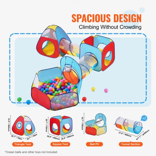 5 i 1 lektält för barn med tunnel, basketbåge för pojkar, flickor, bebisar och småbarn, pop up-lekstuga inomhus/utomhus med bärväska och bandband Födelsedagspresenter, röd/gul/blå |  EU