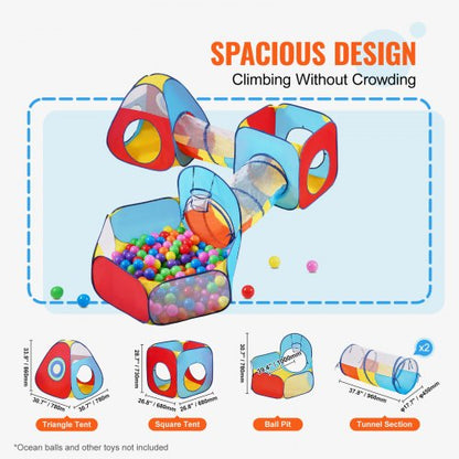 5 i 1 lektält för barn med tunnel, basketbåge för pojkar, flickor, bebisar och småbarn, pop up-lekstuga inomhus/utomhus med bärväska och bandband Födelsedagspresenter, röd/gul/blå |  EU
