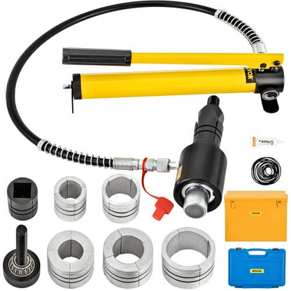 Hydraulic Exhaust Pipe Expander, 1-5/8\" to 4-1/4\" size, 10 T Manual Hydraulic Pipe Stretcher with 4 Dies and 2 Storing Case for Copper, Aluminum Tubes in Car Repairing