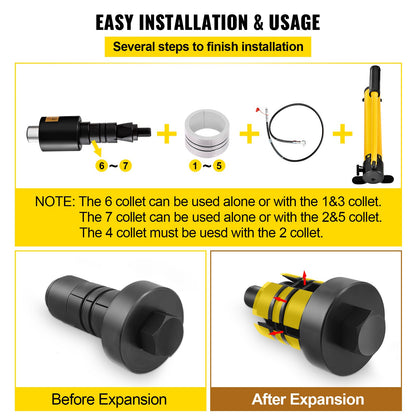 Hydraulic Exhaust Pipe Expander, 1-5/8\" to 4-1/4\" size, 10 T Manual Hydraulic Pipe Stretcher with 4 Dies and 2 Storing Case for Copper, Aluminum Tubes in Car Repairing