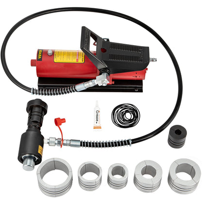 Hydraulischer Auspuffrohr-Aufweiter, 1-5/8" bis 4-1/4" Größe, 10 T Pedalpumpe inklusive 4 Stempeln, 2 Aufbewahrungstaschen für Kupfer-Aluminium-Rohre bei der Autoreparatur
