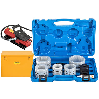 Hydraulischer Auspuffrohr-Aufweiter, 1-5/8" bis 4-1/4" Größe, 10 T Pedalpumpe inklusive 4 Stempeln, 2 Aufbewahrungstaschen für Kupfer-Aluminium-Rohre bei der Autoreparatur