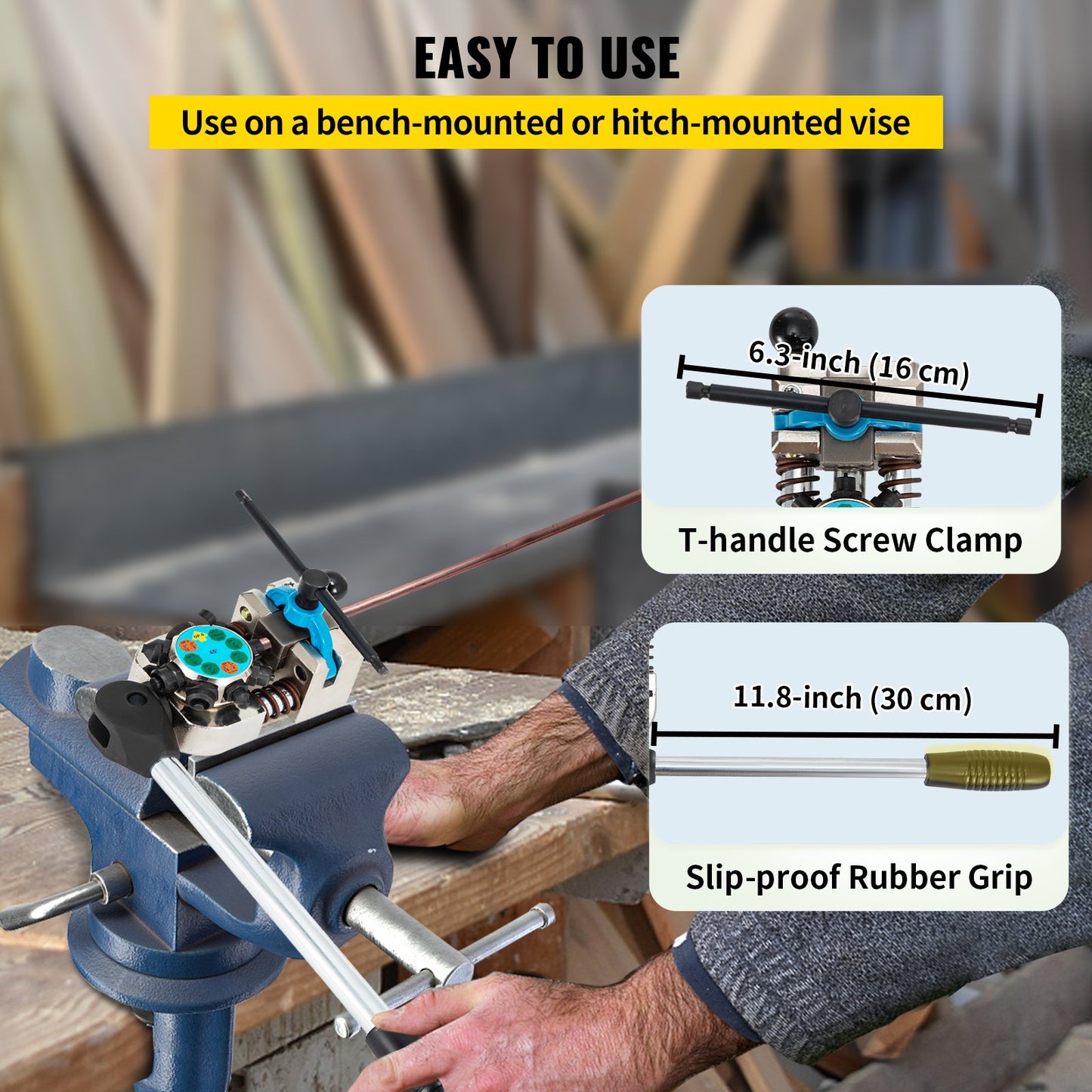 Bromsledningsutvidgningsverktyg, 45 graders enkel-, dubbel- och bubbelfasar för 3/16\", 1/4\", 5/16\" och 3/8\" rörstorlek, lämplig för mjuk metall av kopparledningar