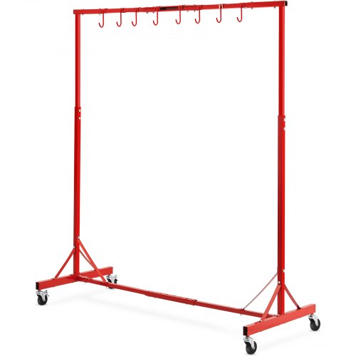 Painting Rack, 1500 -2000 mm Adjustable Height, 66 lbs Capacity Automotive Paint Rack Stand, 8 Hooks Painting Drying Rack with 4 Swiveling Wheels, Auto Body Stand for Auto Repair Shops & Garage