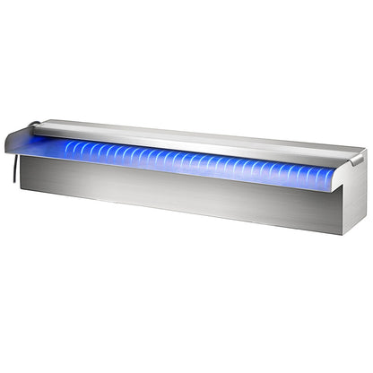 Colorful LED pool waterfall spillway in stainless steel 30x11.5x8 cm