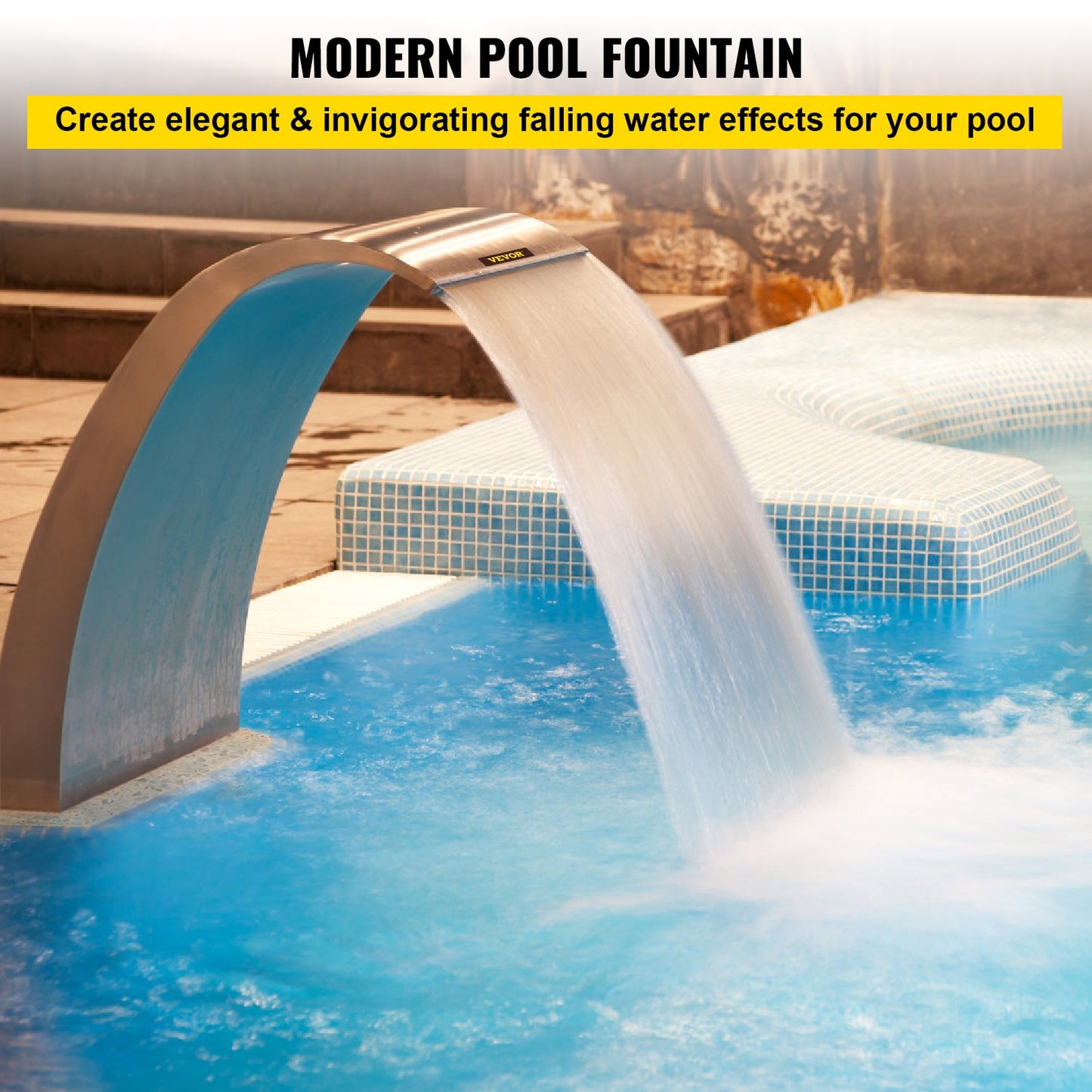Pool water fountain stainless steel pond garden swimming pool waterfall fountain