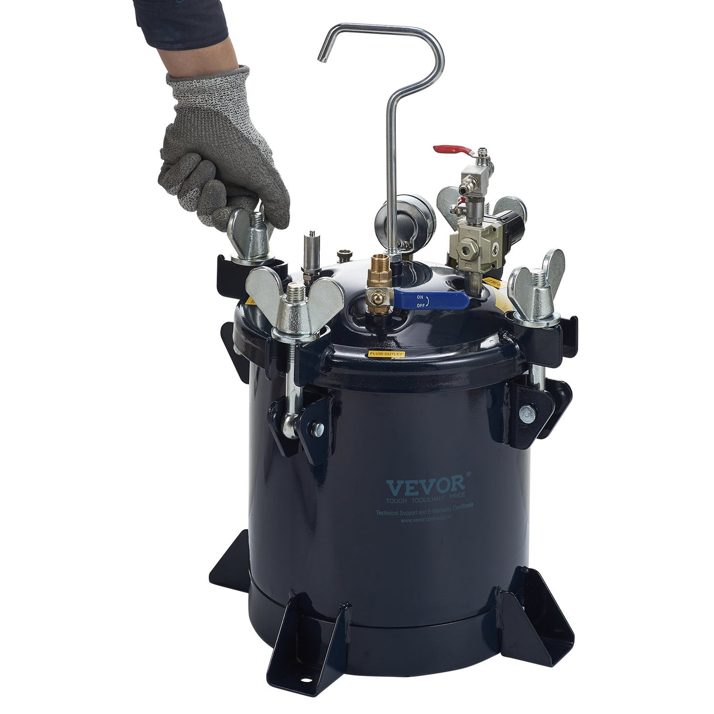 Druckbehälter für Sprühfarbe, 10 l/2,5 gal Luftdruckbehälter für Farbe, Metallständer und Dichtmittel zur Leckreparatur für die Industrie, Heimdekoration, Architektur, Bauwesen, Autolackierung, 70 PSI max