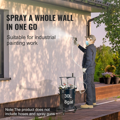Spray Paint Pressure Pot Tank, 30L/8gal Air Paint Pressure Pot med manuell blandningsomrörare, läckagereparation tätningsmedel för industrin Heminredning Arkitektur Konstruktion Bilmålning, 70PSI Max