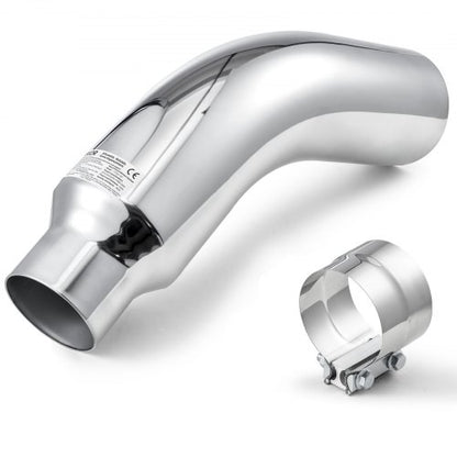 Elbow Exhaust Tip, 4 Inch Inlet, 6 Inch Outlet, 23 in Overall Length, Chrome Turn Down Exhaust Tip with Clamp for Truck, Sedan, Sports Car, SUV, Chrome Structure for High Temperature Resistance