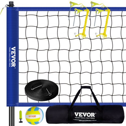 Outdoor Portable Volleyball Net System, Adjustable Height Steel Poles, Professional Volleyball Set with PVC Volleyball, Pump, Carrying Bag, Heavy Duty Volleyball Net for Backyard, Beach, Lawn