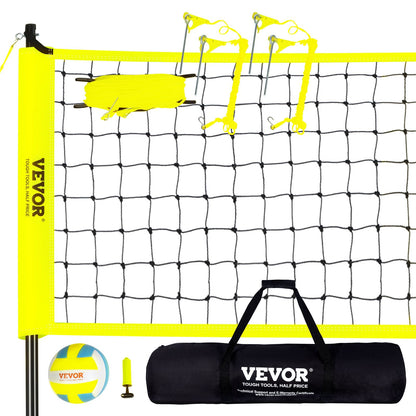 Utomhus bärbart volleybollnätsystem, Stålstolpar med justerbar höjd, Professionell volleybollsats med PVC-volleyboll, pump, bärväska, Heavy Duty volleybollnät för bakgård, strand, gräsmatta