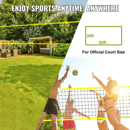 Outdoor Portable Volleyball Net System, Adjustable Height Steel Poles, Professional Volleyball Set with PVC Volleyball, Pump, Carrying Bag, Heavy Duty Volleyball Net for Backyard, Beach, Lawn