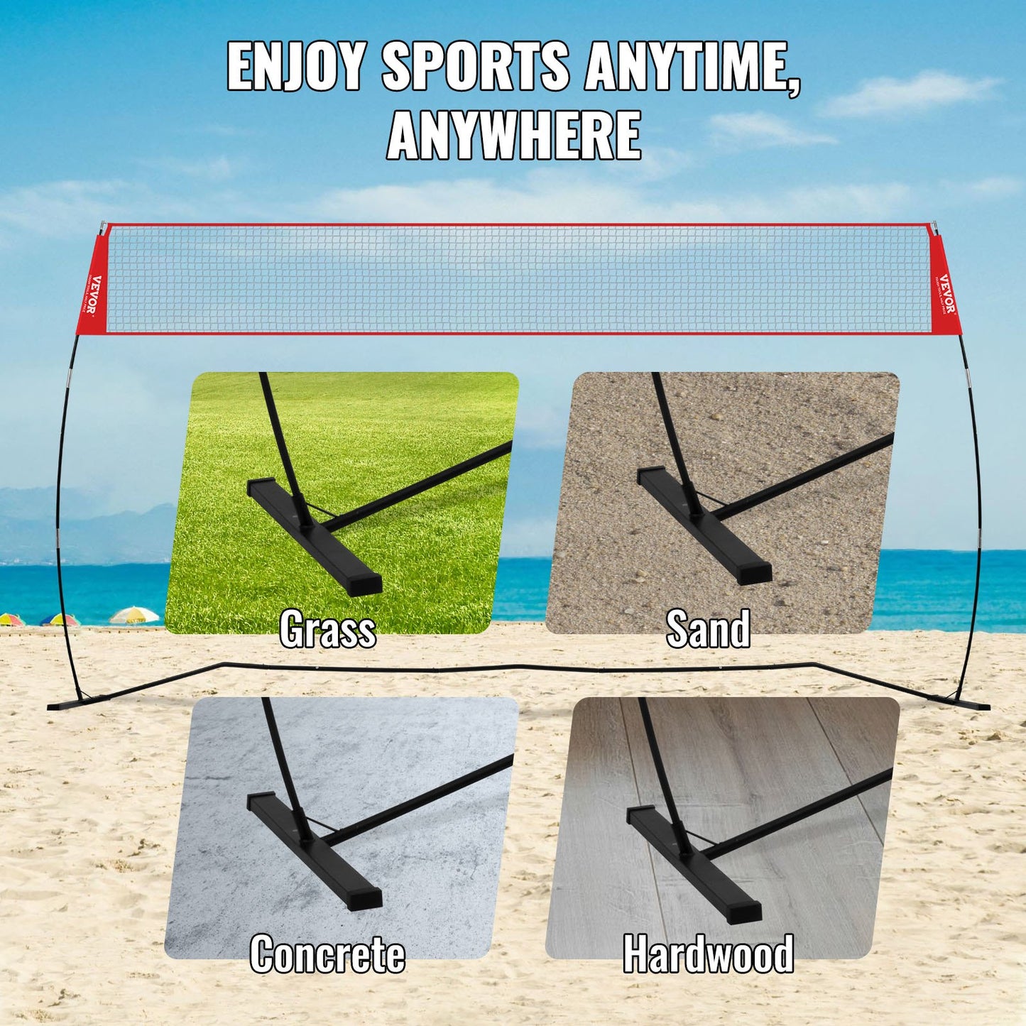 Freestanding Volleyball Training Net for Indoor or Outdoor Use, Adjustable Height Portable Net System with Carrying Bag, Professional Volleyball Practice Trainer for Hitting or Serving Drills