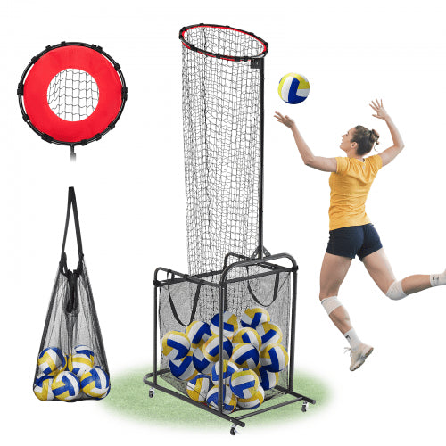 Volleyball Setter Training Equipment, Angle and Height Adjustable Volleyball Trainer, Portable Practice Net with Cart, Wheels, Carrying Bag, Indoor Outdoor Target Net for Serving Spiking Setting