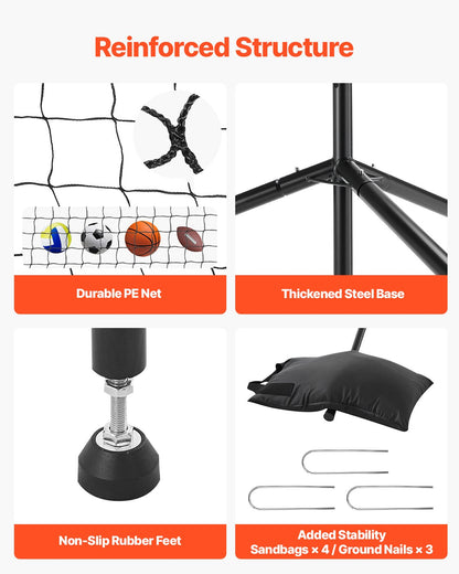 Volleyball Setter Training Equipment, Angle and Height Adjustable Volleyball Trainer, Portable Practice Net with Steel Base, Carrying Bag, Indoor Outdoor Target Net for Serving Spiking Setting
