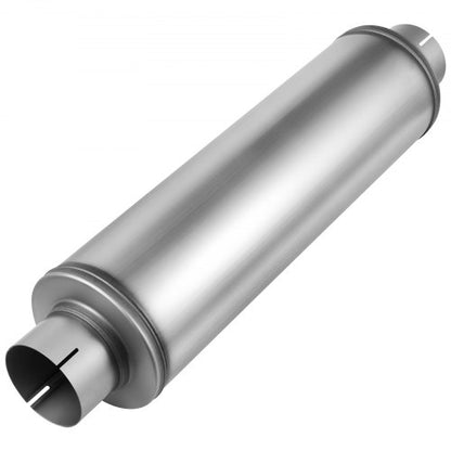 Exhaust Muffler, 4 Inch Inlet & Outlet, 30 Inch Overall Length Stainless Steel Exhaust Tip, Universal Resonator Round Body, High Performance for Trucks, Sedans, Sports Cars, SUVs & Daily Drivers