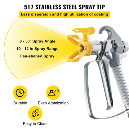 Airless-Farbspritzschlauch-Set, 15 m, 1/4 Zoll Drehgelenk, 3600 psi, mit 517-Spitze