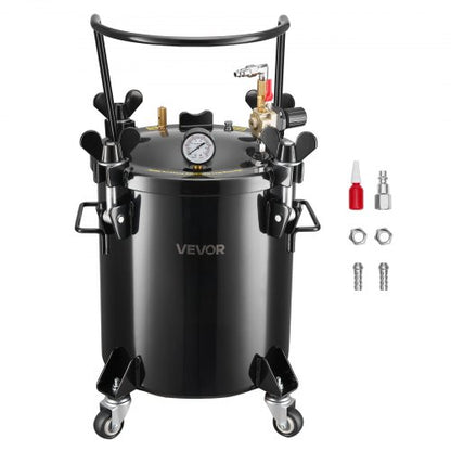 Pressure Pot Paint Tank, 5.3 Gal/20 L Heavy Duty Steel Air Tool Pressure Pot, Spray Paint Pressures Pots with Three Quick-Connect Couplers for Home Use, DIY, Art Creations, Large-Diameter Tank