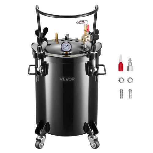 Pressure Pot Paint Tank, 7.9 Gal/30 L Heavy Duty Steel Air Tool Pressure Pot, Spray Paint Pressures Pots with Three Quick-Connect Couplers for Home Use, DIY, Art Creations, Large-Diameter Tank