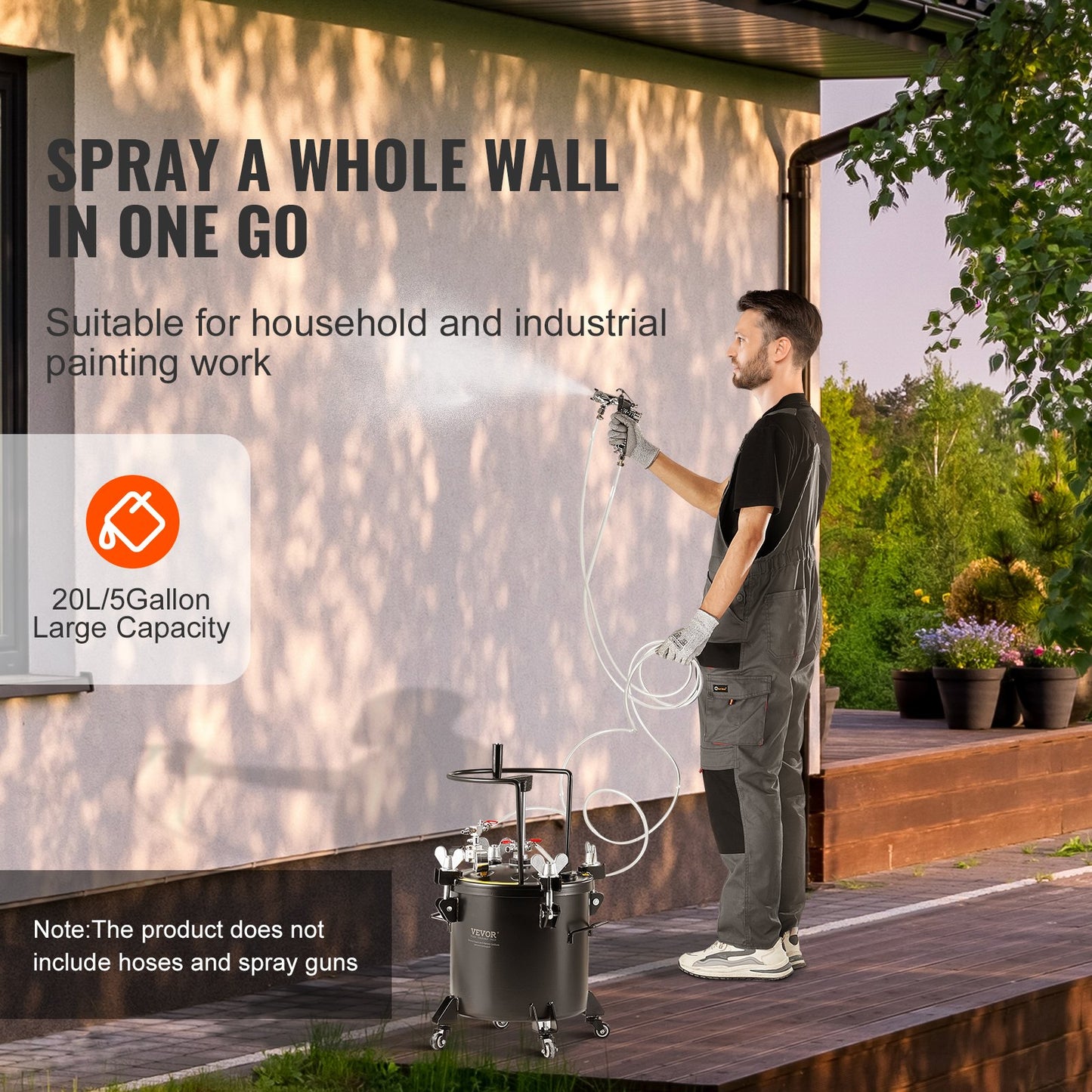 Sprühfarbe Druckbehälter Tank 20L/5gal mit Rädern Leck Reparatur Dichtmittel