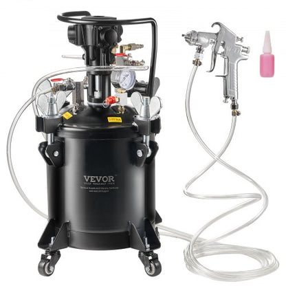 Spray Paint Pressure Pot, 10 L/2.5 gal Fully Automatic Stirring Pressure Pot Tank, 70 psi Adjustale Pressure, Pressure Pot Paint Tank with Spray Gun and Hoses, for Home Decor Industry Painting