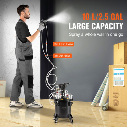 Spray Paint Pressure Pot Tank 10 L/2,5 gal Helautomatisk omrörning 70 psi