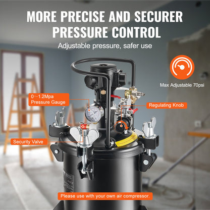 Spray Paint Pressure Pot Tank 10 L/2,5 gal Helautomatisk omrörning 70 psi