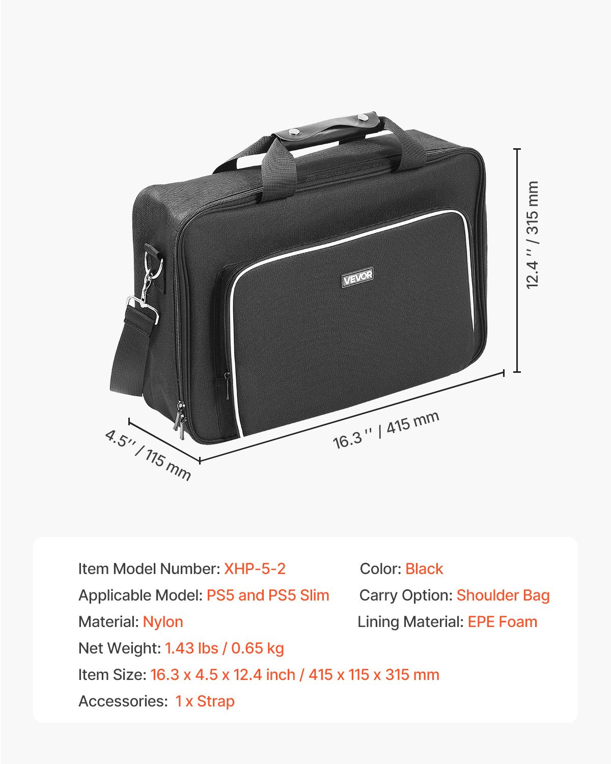 PS5 Carrying Case, Travel Bag for Playstation 5 & PS5 Slim Waterproof Nylon, Soft Interior Lining & Padded Dividers for Extra Protection, Spacious Design with Carry Handle for Storage, Home