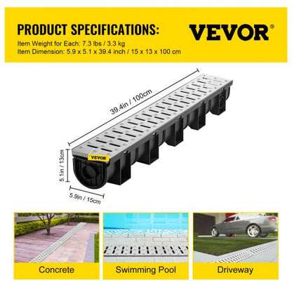 Driveway drainage channel, metal grating - 5.8 | EU